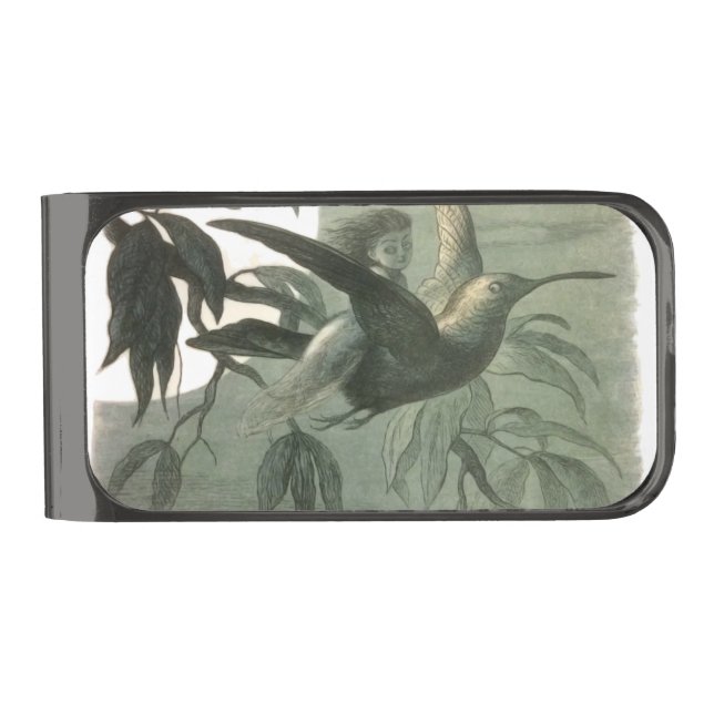 Magic Elf Flying Night Moon Art Gunmetal Finish Money Clip (Front)