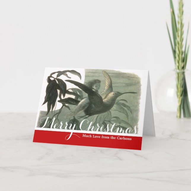 Magic Elf Flying Night Moon Art Holiday Card (Front)