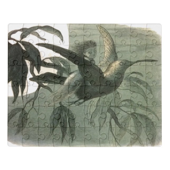 Magic Elf Flying Night Moon Art Jigsaw Puzzle (Puzzle Horizontal)