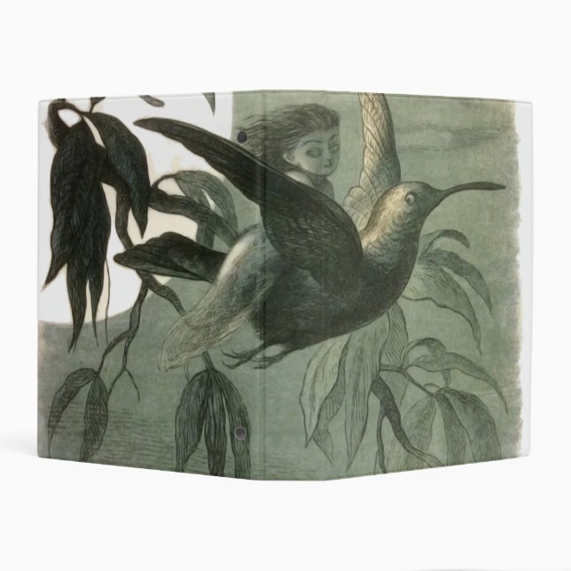 Magic Elf Flying Night Moon Art Mini Binder (Background)