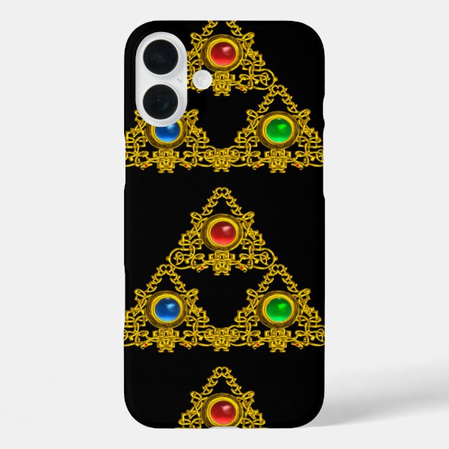 MAGIC ELFIC TALISMAN,BLACK GOLD TRIANGLE,GEMSTONES Case-Mate iPhone CASE (Back)