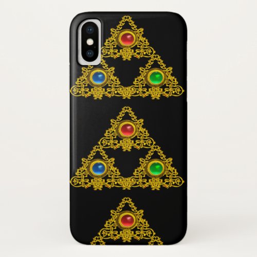 MAGIC ELFIC TALISMANBLACK GOLD TRIANGLEGEMSTONES iPhone XS CASE