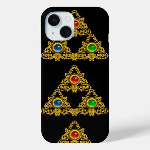 MAGIC ELFIC TALISMANBLACK GOLD TRIANGLEGEMSTONES iPhone 15 CASE