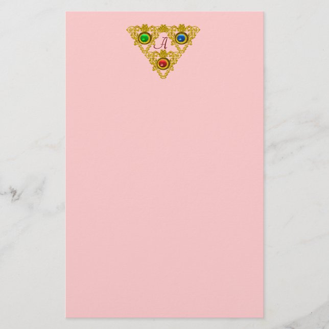 MAGIC ELFIC TALISMAN /GOLD TRIANGLE  Pink Stationery (Front)