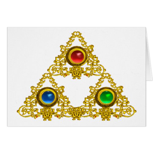 MAGIC ELFIC TALISMAN GOLD TRIANGLE WITH GEMSTONES