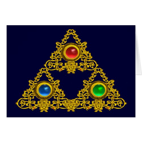 MAGIC ELFIC TALISMAN GOLD TRIANGLE WITH GEMSTONES