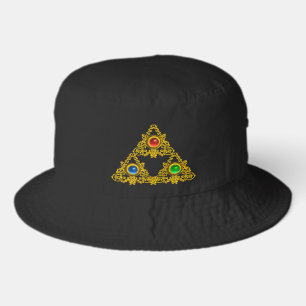 MAGIC ELFIC TALISMAN /GOLD TRIANGLE WITH GEMSTONES BUCKET HAT