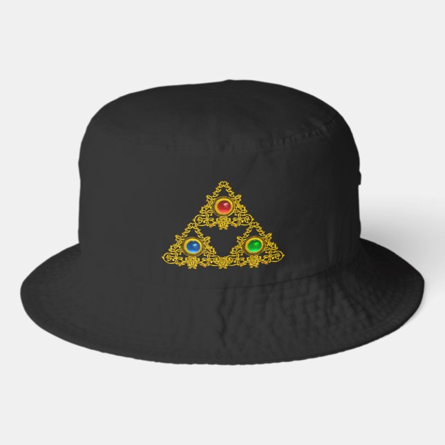 MAGIC ELFIC TALISMAN /GOLD TRIANGLE WITH GEMSTONES BUCKET HAT (Front)