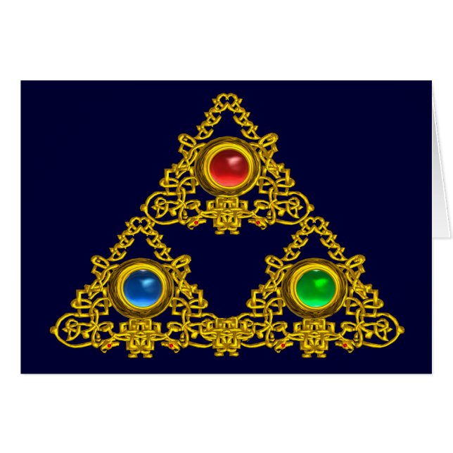 MAGIC ELFIC TALISMAN /GOLD TRIANGLE WITH GEMSTONES CARDS (Front Horizontal)