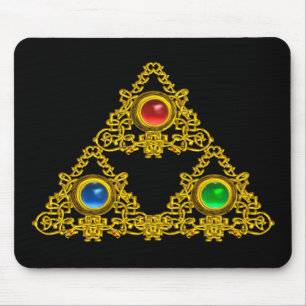 MAGIC ELFIC TALISMAN /GOLD TRIANGLE WITH GEMSTONES MOUSE PAD