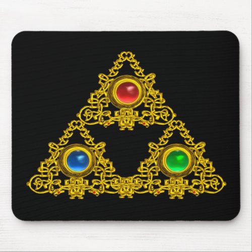 MAGIC ELFIC TALISMAN GOLD TRIANGLE WITH GEMSTONES MOUSE PAD