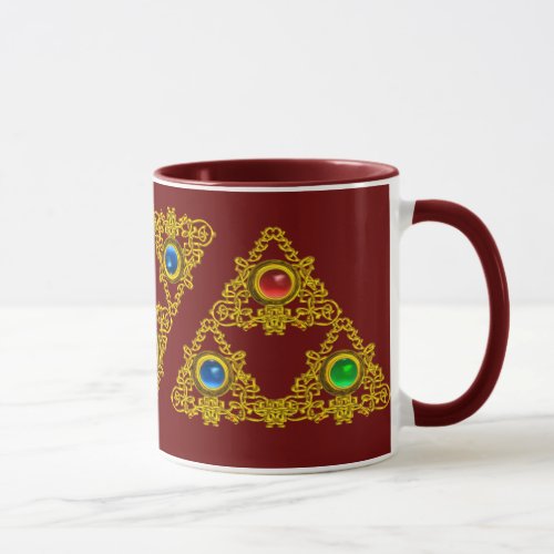 MAGIC ELFIC TALISMAN GOLD TRIANGLE WITH GEMSTONES MUG