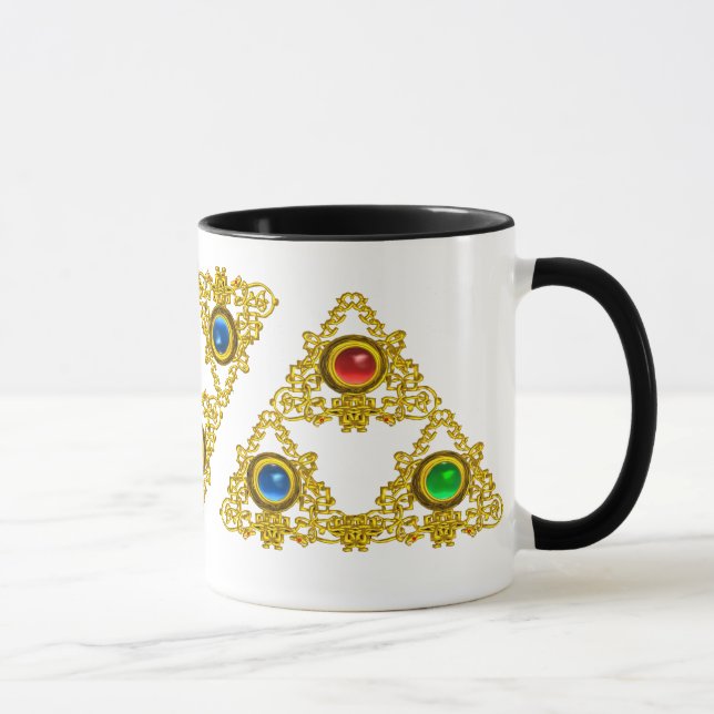MAGIC ELFIC TALISMAN /GOLD TRIANGLE WITH GEMSTONES MUG (Right)