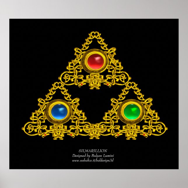 MAGIC ELFIC TALISMAN /GOLD TRIANGLE WITH GEMSTONES POSTER (Front)