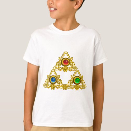 MAGIC ELFIC TALISMAN GOLD TRIANGLE WITH GEMSTONES T_Shirt