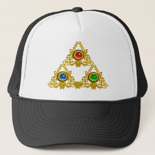 MAGIC ELFIC TALISMAN GOLD TRIANGLE WITH GEMSTONES TRUCKER HAT