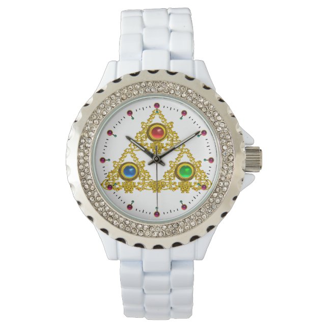 MAGIC ELFIC TALISMAN /GOLD TRIANGLE WITH GEMSTONES WATCH (Front)