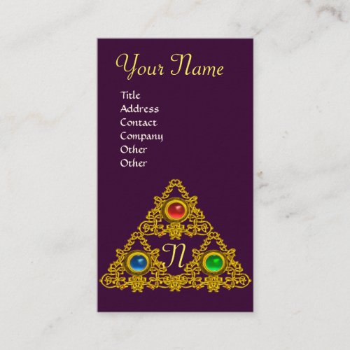 MAGIC ELFIC TALISMAN MONOGRAM Gold Purple Business Card