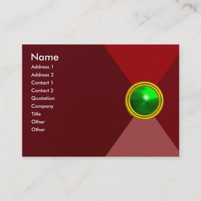 MAGIC EMERALD , bright vibrant red pink green Business Card (Front)