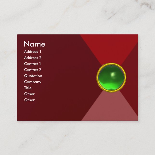 MAGIC EMERALD , bright vibrant red pink green Business Card (Front)