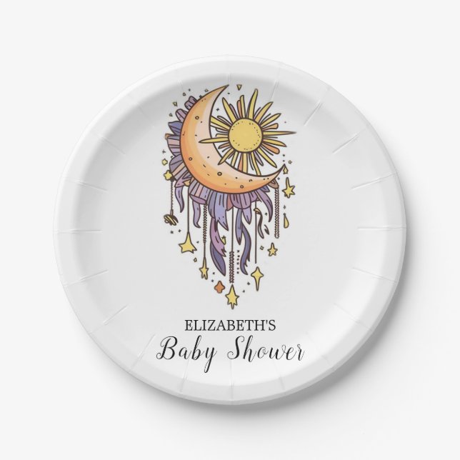 Magic Enchanted Stars Baby Shower Paper Plates (Front)