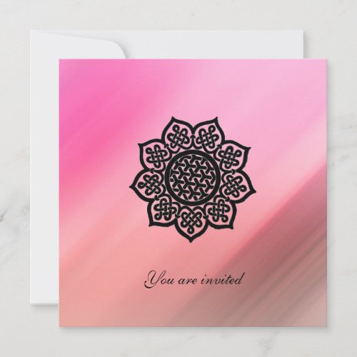 MAGIC EVENT BLACK CELTIC FLOWER Pink Silk Invite