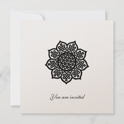 MAGIC EVENT Black White Celtic Knot Sunflower Invitation