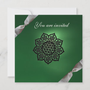 MAGIC EVENT ribbon green champagne Invitation
