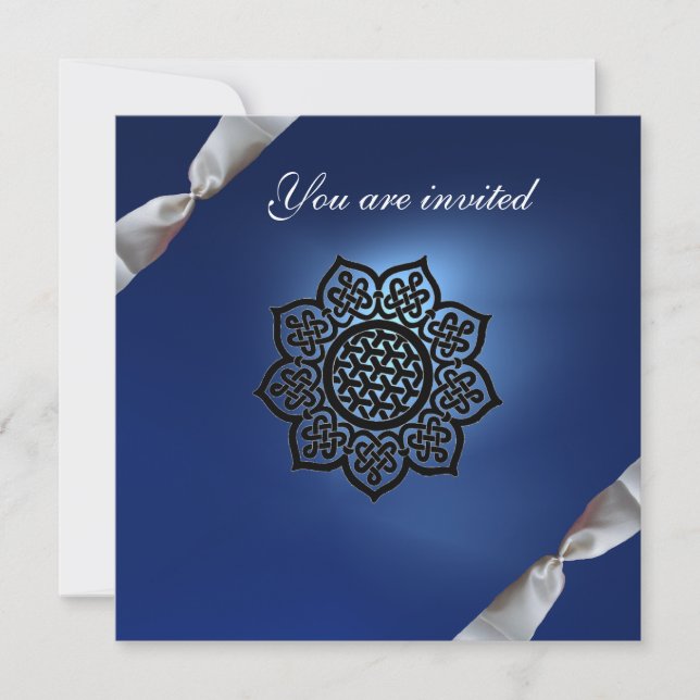 MAGIC EVENT ribbon white blue champagne Invitation (Front)