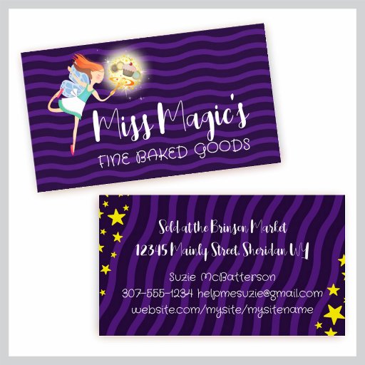 Customizable Magic kitchen baking fairy cake cookie cupcake business card templates