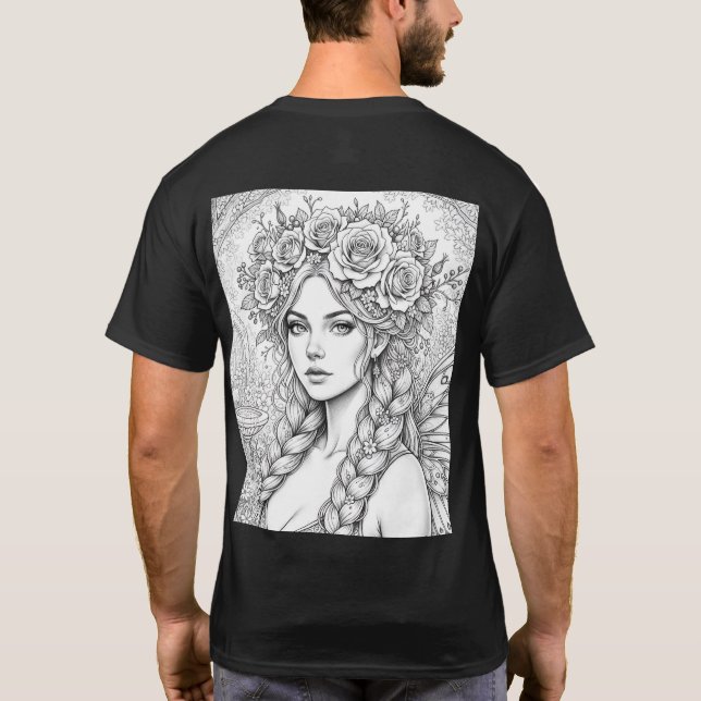 Magic Fairy Line Art – Double Sided Fae T-Shirt (Back)