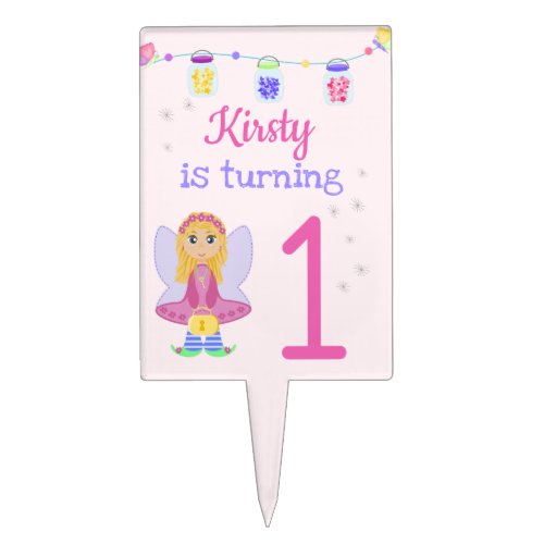 Magic Fairy Party  Girls 1st Birthday Cake Topper
