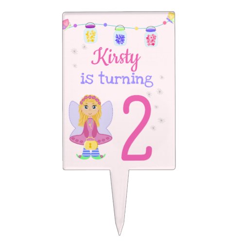 Magic Fairy Party  Girls 2nd Birthday Cake Topper