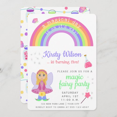 Magic Fairy Party  Girls Birthday Celebration Invitation