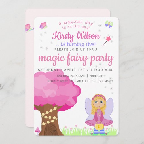 Magic Fairy Party  Girls Birthday Celebration Invitation