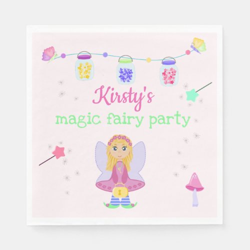 Magic Fairy Party  Girls Birthday Celebration Napkins