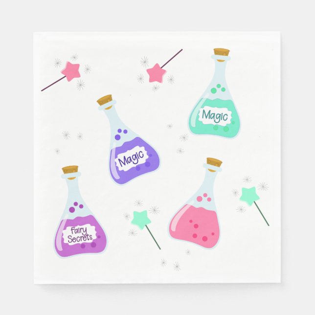 Magic Fairy Party | Girl's Birthday Celebration Napkins (Front)