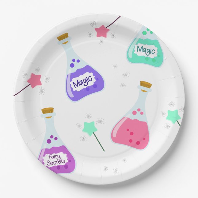 Magic Fairy Party | Girl's Birthday Celebration Paper Plates (Front)