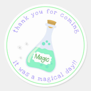 Magic Fairy Party Girl's Birthday "Thank You' Classic Round Sticker