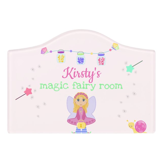 Magic Fairy Princess | Personalized Girl's Bedroom Door Sign (Small Crest Front)