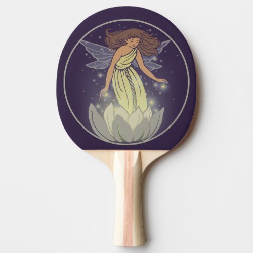 Magic Fairy White Flower Glow Fantasy Art Ping_Pong Paddle