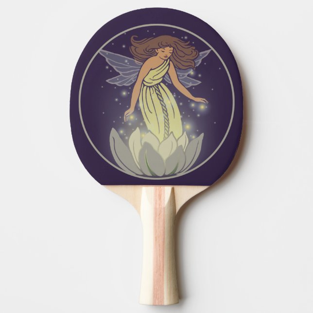 Magic Fairy White Flower Glow Fantasy Art Ping-Pong Paddle (Front)