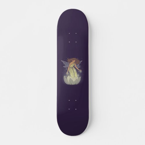 Magic Fairy White Flower Glow Fantasy Art Skateboard Deck