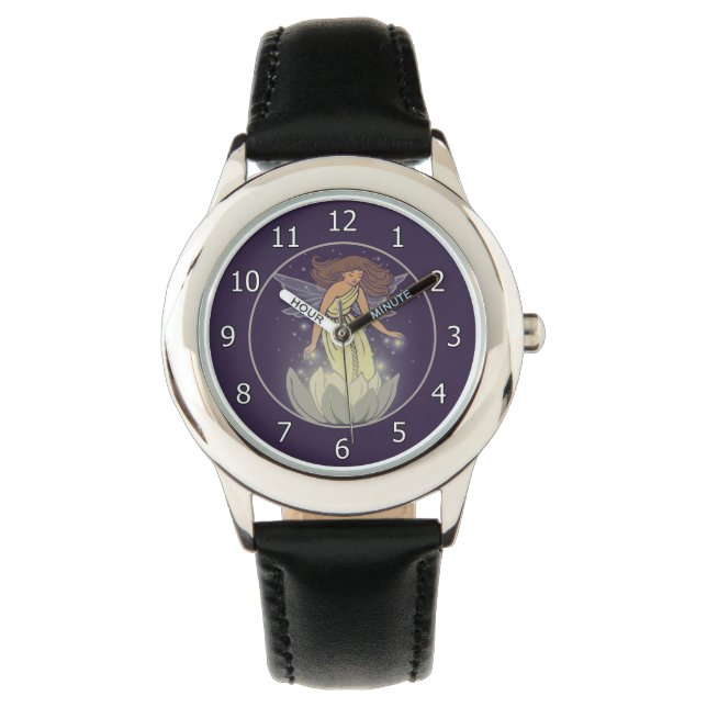 Magic Fairy White Flower Glow Fantasy Art Watch (Front)