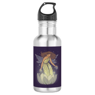 Magic Fairy White Flower Glow Fantasy Art Water Bottle