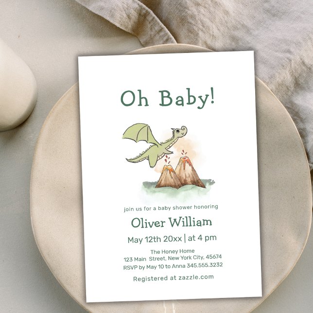 Magic Fairytale Dragon Mountain Baby Shower   Invitation (Magic Fairytale Dragon Mountain Baby Shower Invitation)