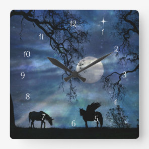 Magic Fantasy Unicorn and Pegasus Clock