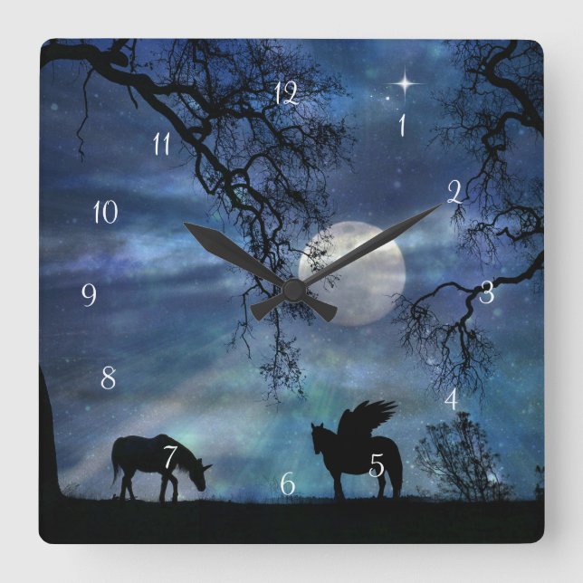 Magic Fantasy Unicorn and Pegasus Clock (Front)