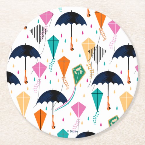 Magic Fills the Air Kite Pattern Round Paper Coaster