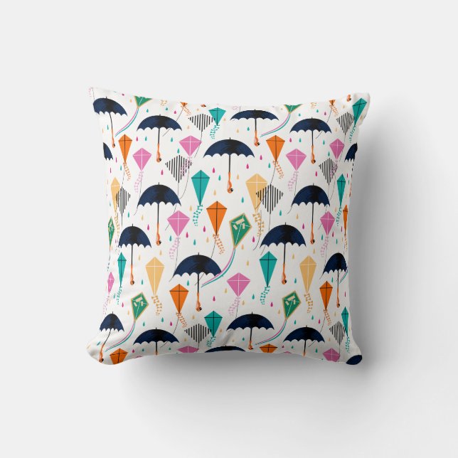 Magic Fills the Air Kite Pattern Throw Pillow (Front)